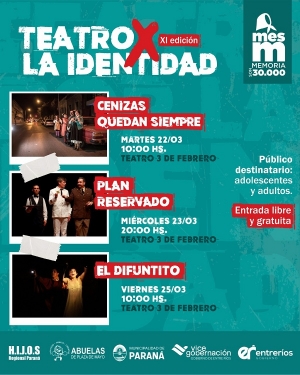 Se presenta la XI edición de Teatro por la Identidad a Paraná