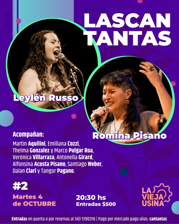 Lascan-Tantas vuelven con su ciclo musical en La Vieja Usina
