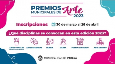 Convocan a participar de los Premios Municipales de Arte 2023